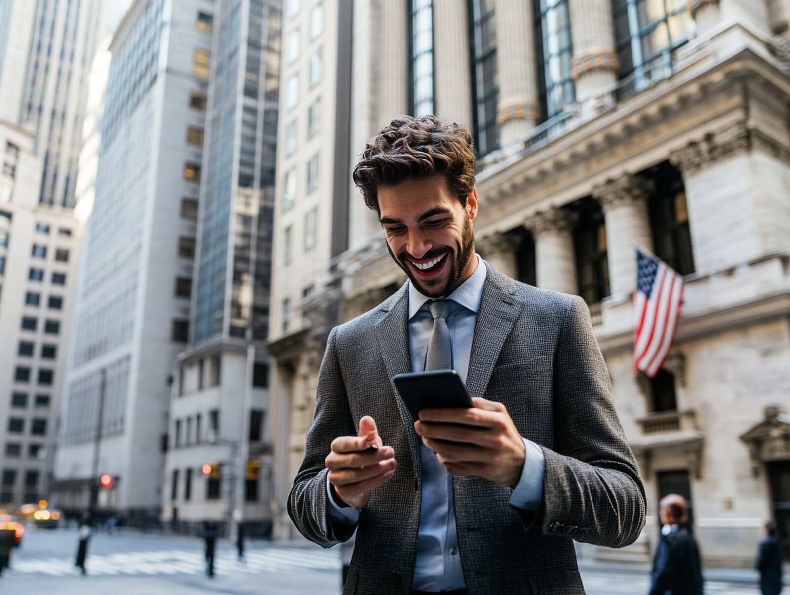 Business professional using mobile communications