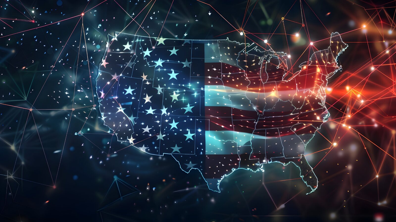 Digital communications network across the United States